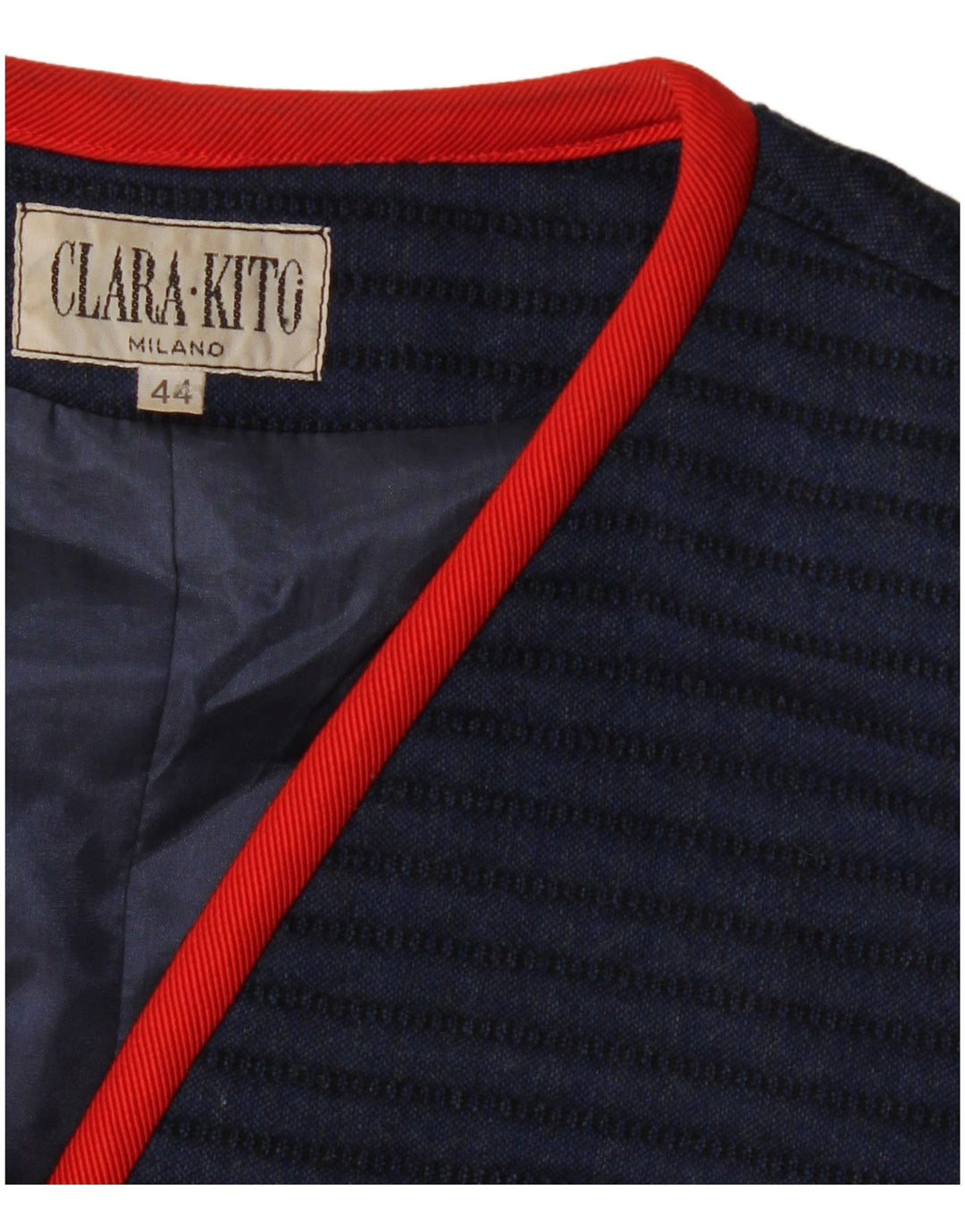 VINTAGE ženski sako s 3 gumba IT 44 srednje mornarsko plave pruge