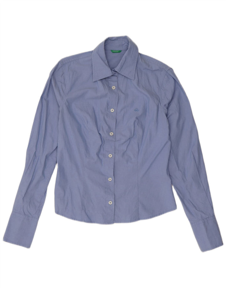 Benetton ženska košulja UK 10 Mala plava pamuk