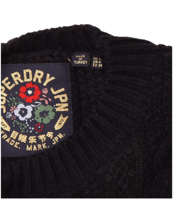 SUPERDRY ženski veliki džemper s veznim izrezom UK 8 Mali tamnoplavi