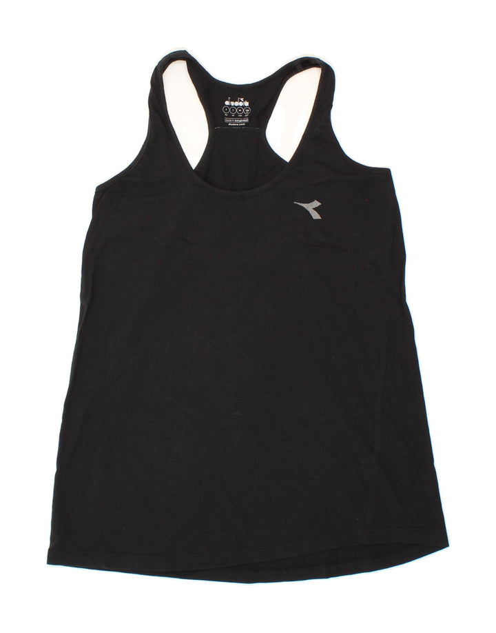 DIADORA Womens Vest Top UK 10 Small Black Cotton Vintage Diadora and Second-Hand Diadora from Messina Hembry 