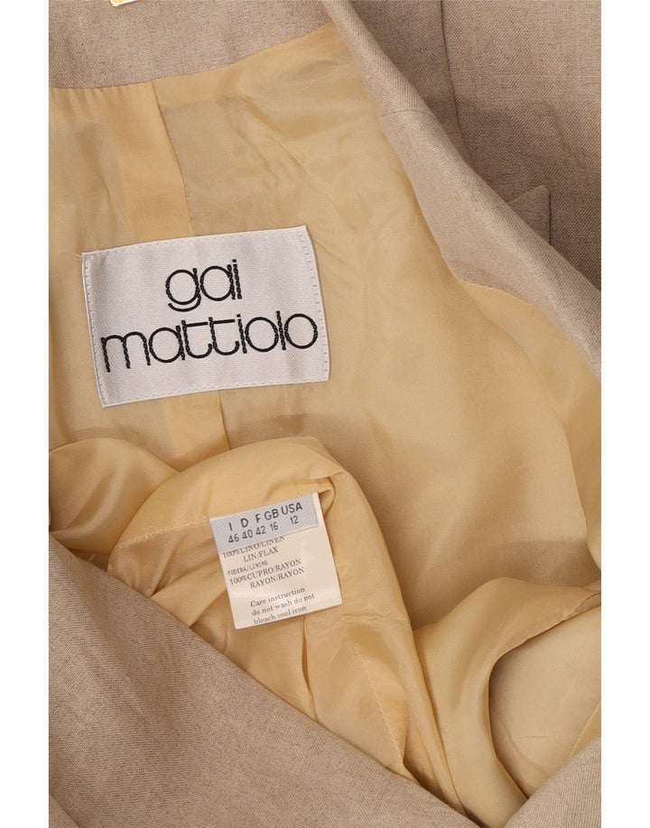 Gai Mattiolo Ženska jakna s jednim gumbom UK 16 Large Beige Lan