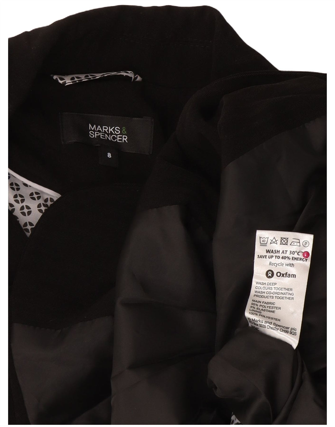 Marks & Spencer ženski sako sa 2 gumba UK 8 mali crni poliester