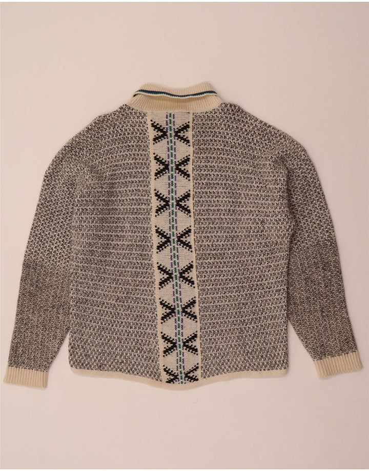Vintage muški pulover s rol izrezom Veliki sivi geometrijski vuneni