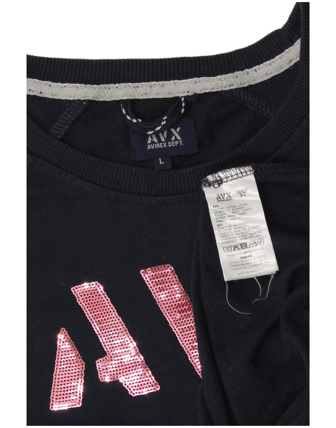 Avirex ženski džemper s grafičkim motivima UK 14 veliki tamnoplavi pamuk