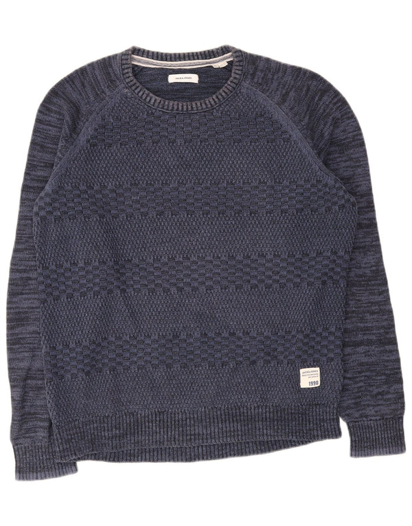 Jack & Jones Mens Crew Neck Jumper Sweater XL Navy Blue Cotton