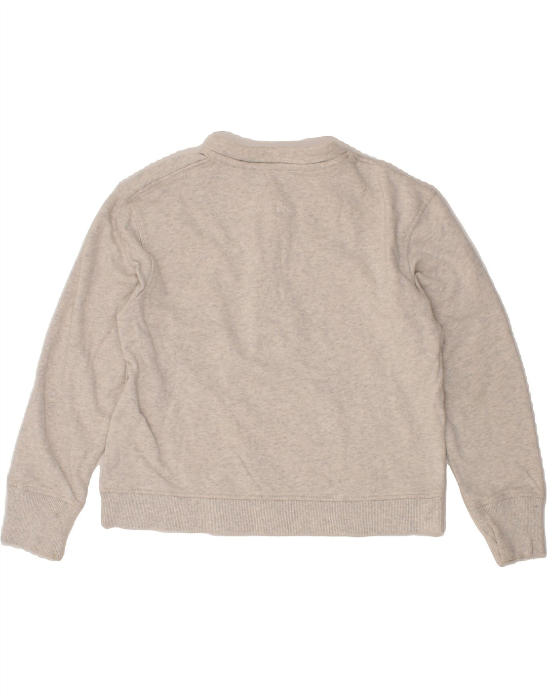 JOULES Womens Crop Button Neck Sweatshirt Jumper UK 12 Medium Grey Flecked Vintage Joules and Second-Hand Joules from Messina Hembry 