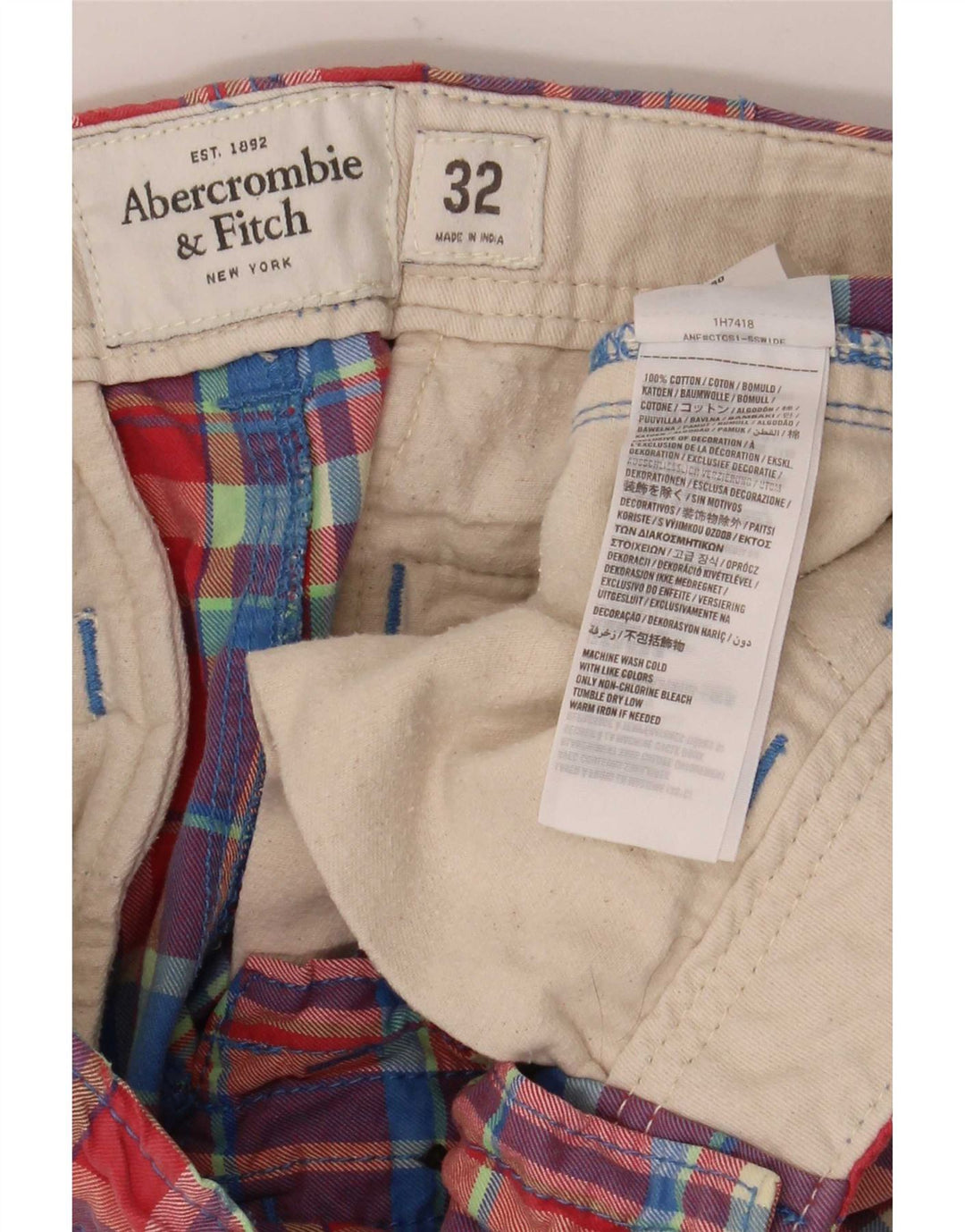 Abercrombie & Fitch muške chino kratke hlače W32 srednje šareni karirani pamuk