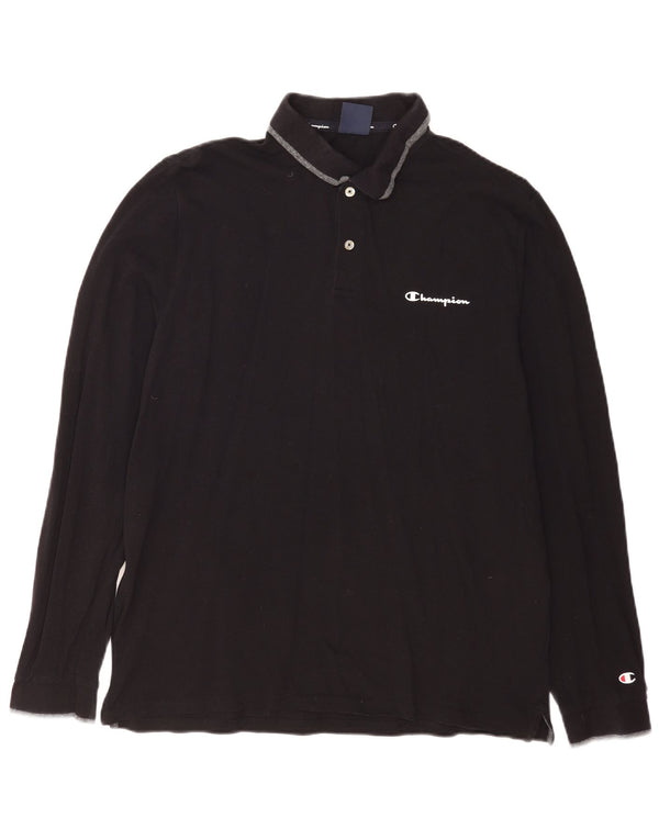 Champion muška polo majica dugih rukava 2XL crni pamuk