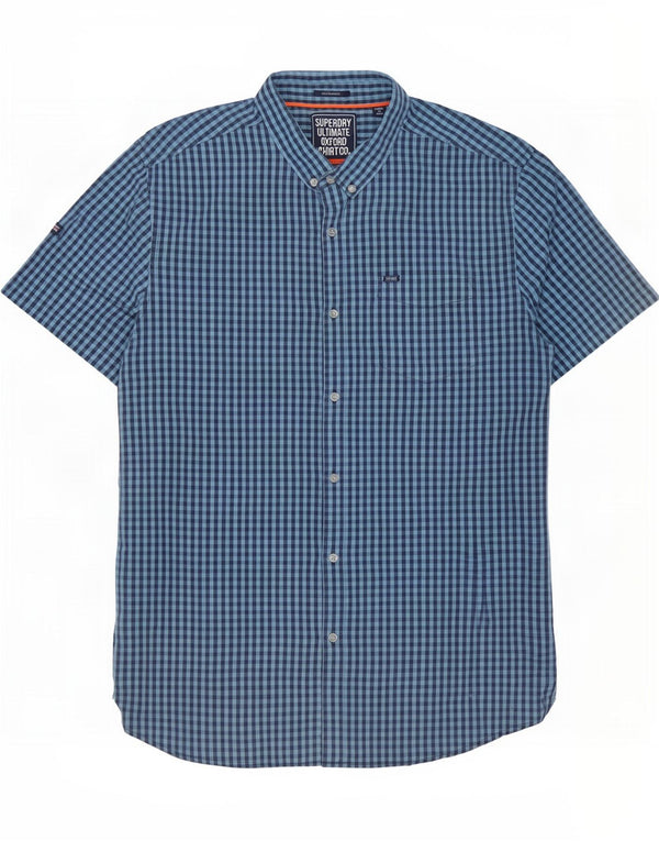 Superdry muška majica kratkih rukava standardnog kroja 3XL tamnoplavi pamuk od ginghama