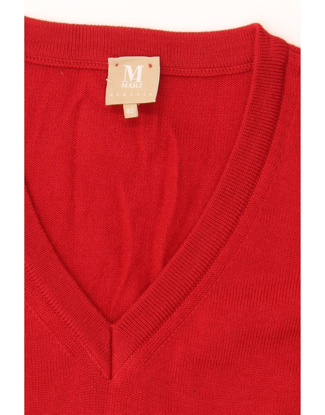 MARZ Mens V-Neck Jumper Sweater IT 52 Large Red Wool Vintage Marz and Second-Hand Marz from Messina Hembry 