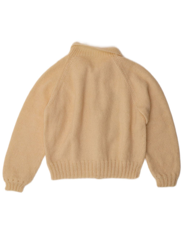 Vintage ženski kratki kardigan džemper UK 14 Srednje bež cvjetni