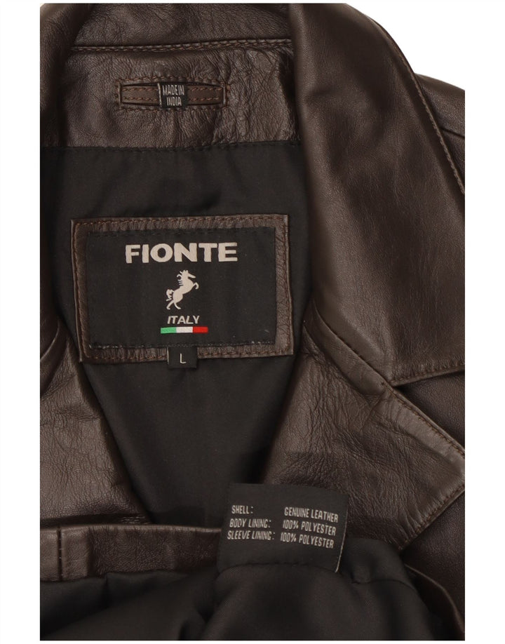 Fionte ženska kožna jakna sa 4 gumba UK 16 velika smeđa kožna