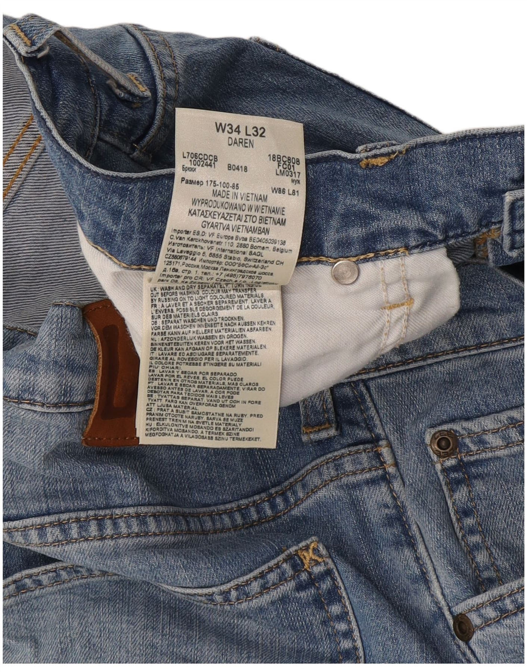 Lee Mens Daren Straight Jeans W34 L32 Plavi pamuk