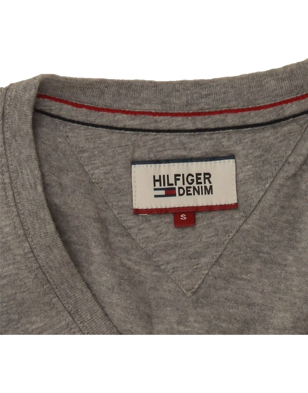 TOMMY HILFIGER Womens T-Shirt Top UK 10 Small Grey Vintage Tommy Hilfiger and Second-Hand Tommy Hilfiger from Messina Hembry 