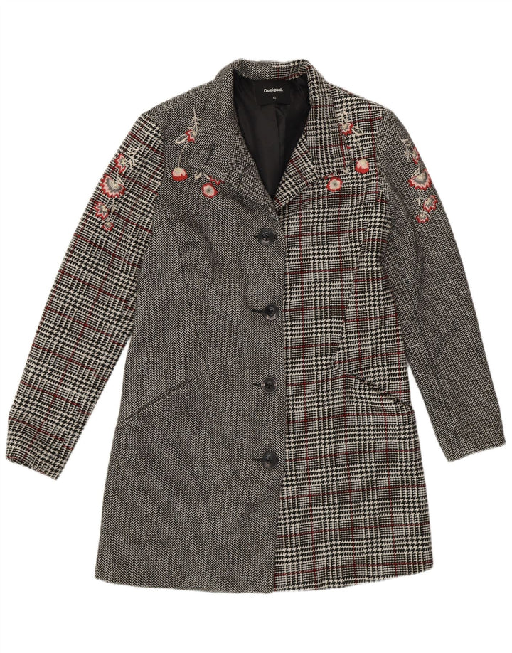 Desigual ženski kaput EU 40 srednje sivi patchwork poliester