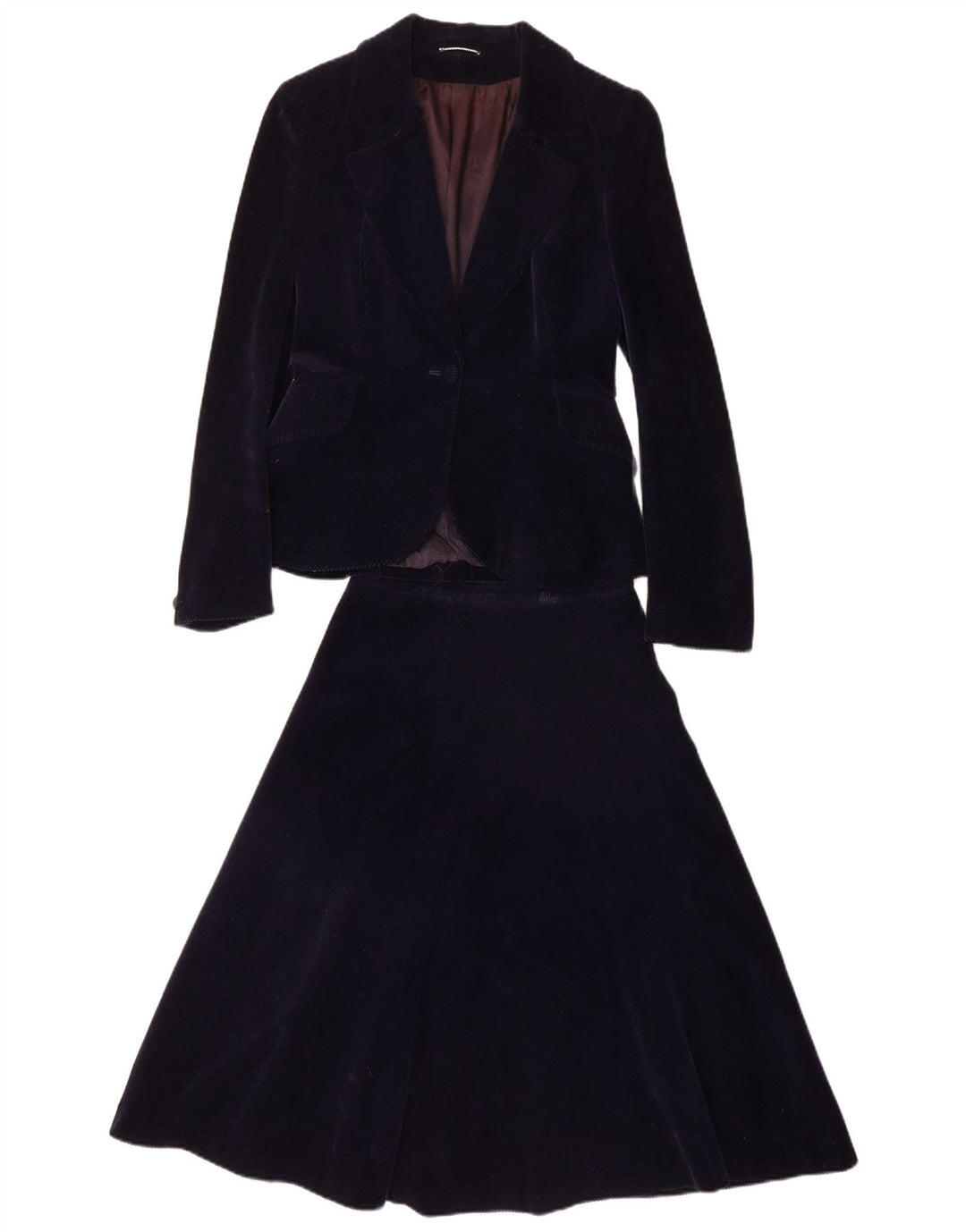 PIERRE D'ALBY Ženska dvodijelna suknja od samta UK 10 Mala W24 tamnoplava