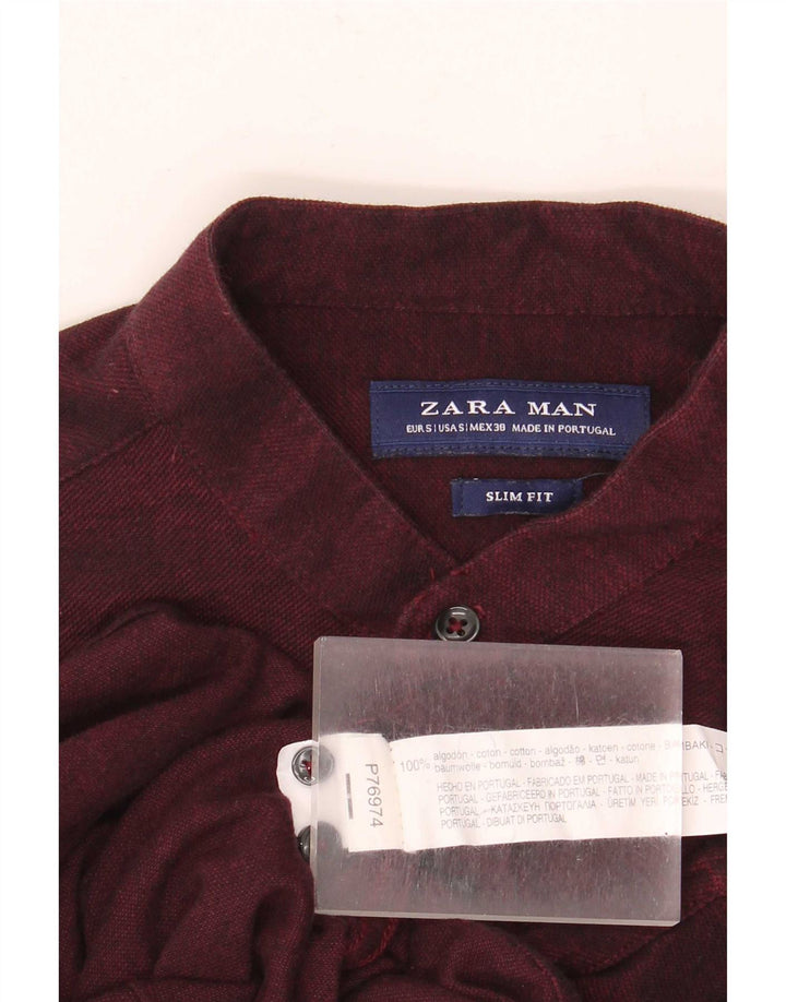 Zara muška uska košulja od kestenjastog pamuka