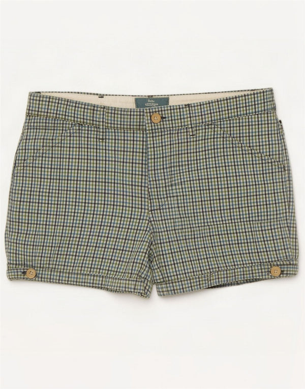 Franklin Marshall Womens Casual Shorts Medium W30 Green Gingham Cotton