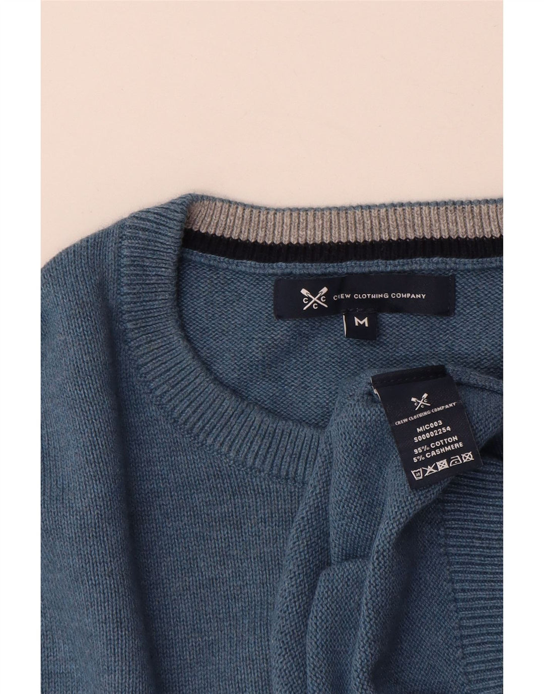Crew Clothing Muški džemper s okruglim izrezom Srednje plavi pamuk