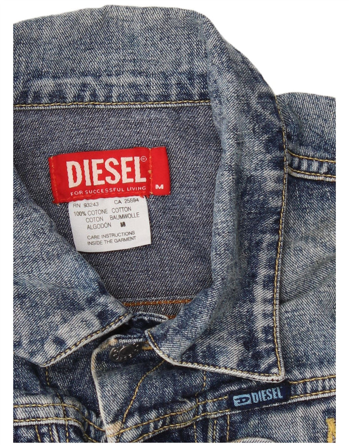 DIESEL Boys Graphic Denim Jacket 10-11 Years Medium Blue Colourblock