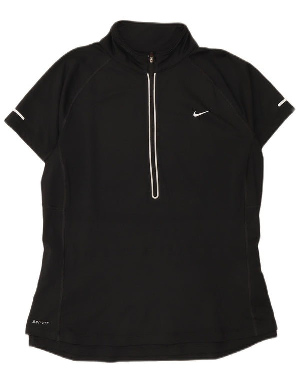 Nike Ženska Dri Fit majica s patentnim izrezom UK 14 velika crna poliester