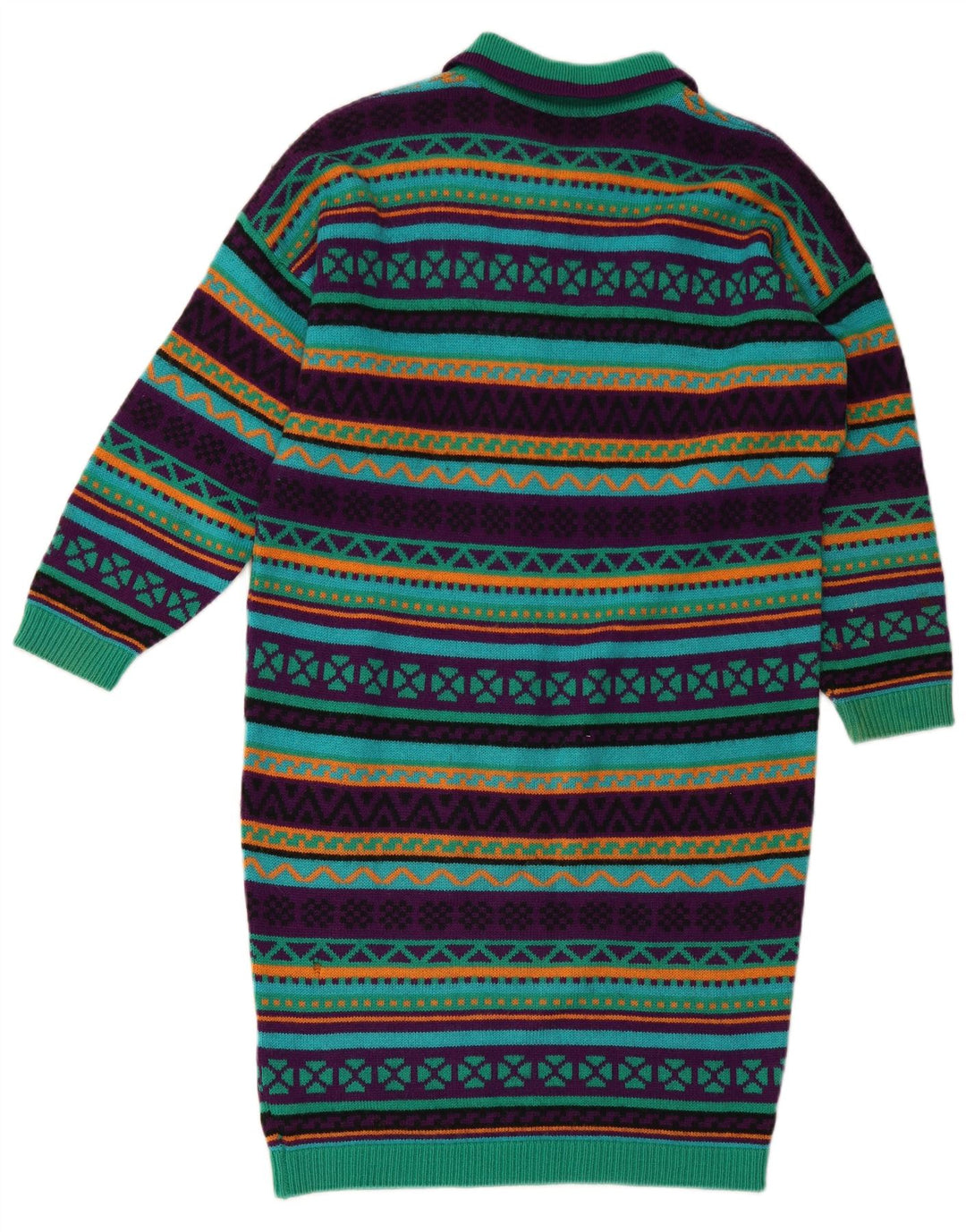 STEFANEL ženska pletena polo haljina dugih rukava UK 14 srednje zelena geometrijska