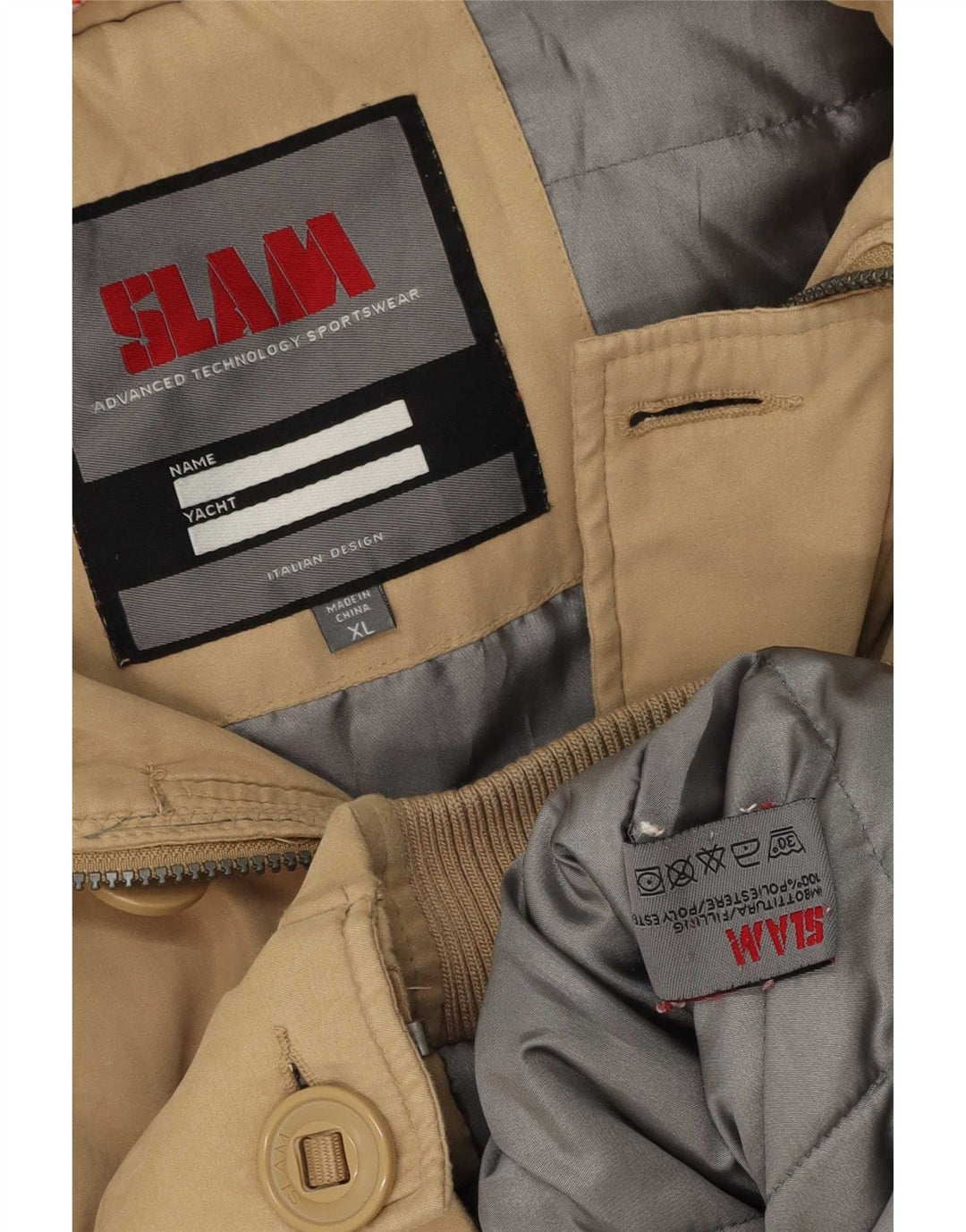 Slam muška bomber jakna s kapuljačom UK 42 XL bež poliester