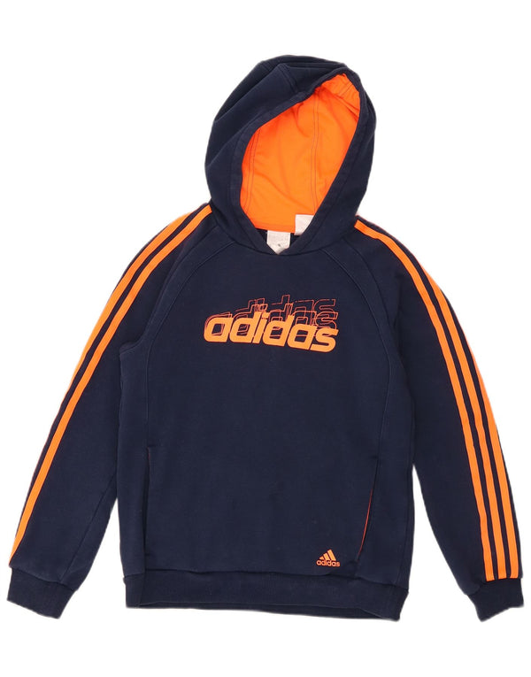 Adidas majica s kapuljačom s kapuljačom za dječake 11-12 godina, velika tamnoplava na pruge