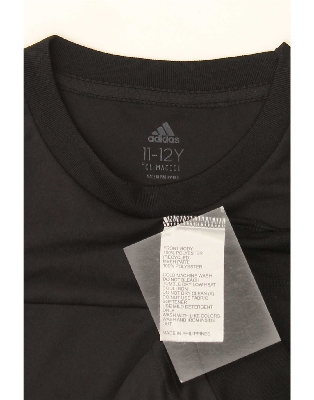 Adidas Boys Climacool Graphic T-Shirt Top 11-12 Years Black Poliester