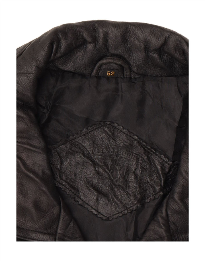 PRINCE Mens Leather Gilet IT 52 XL Black Leather Vintage Prince and Second-Hand Prince from Messina Hembry 