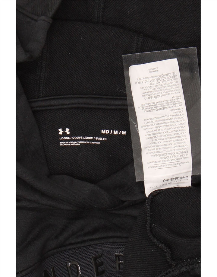 UNDER ARMOUR Womens Oversized Crop Hoodie Jumper UK 14 Medium Black