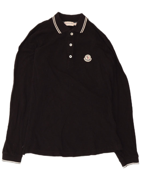 MONCLER ženska polo majica dugih rukava UK 12 srednje crni pamuk