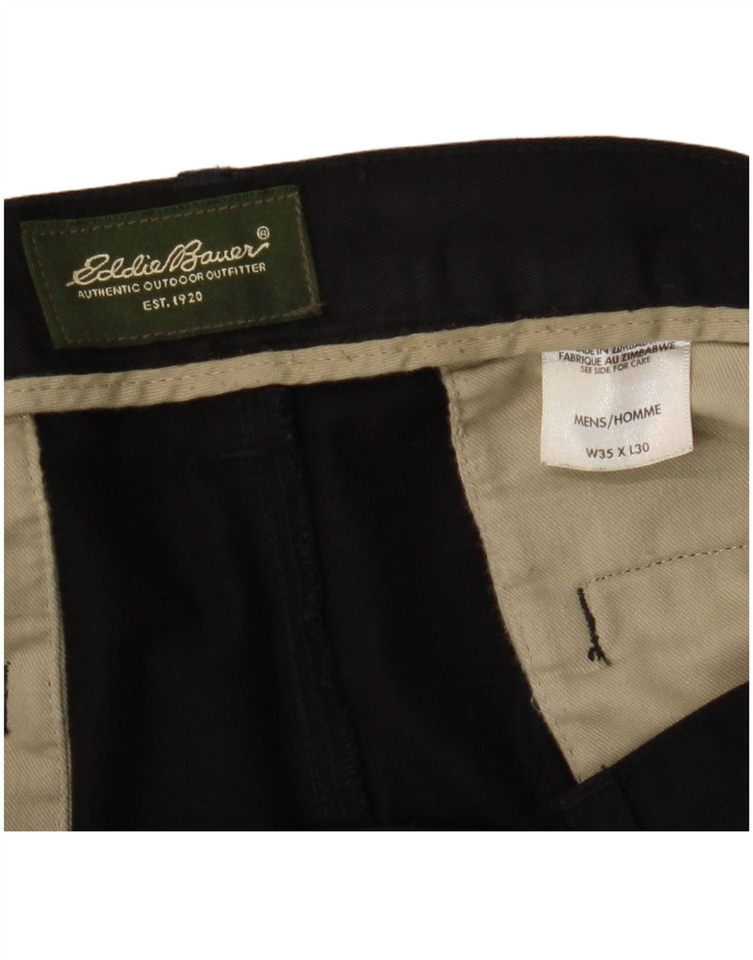 EDDIE BAUER Muške chino hlače s klinovima W35 L30 crni pamuk