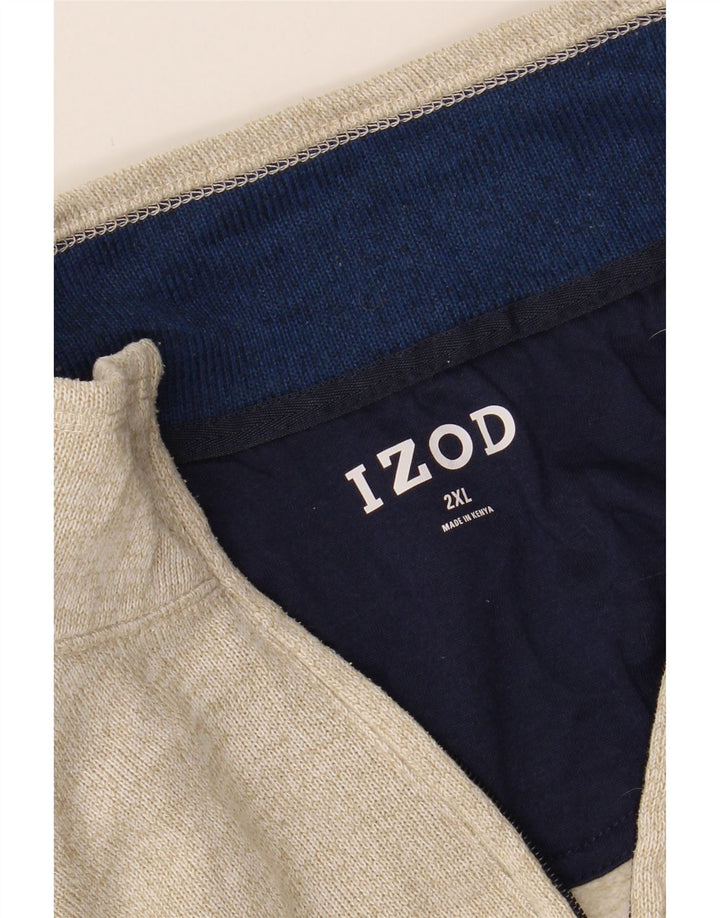 IZOD Mens Zip Neck Sweatshirt Jumper 2XL Beige Polyester Vintage Izod and Second-Hand Izod from Messina Hembry 
