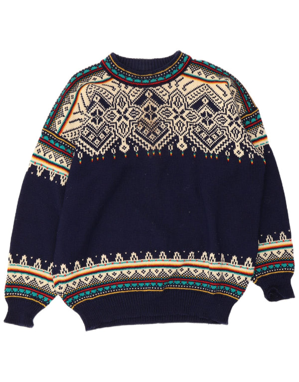 Dale of Norway Mens Turtle Neck Jumper Sweater XL Navy Blue Fair Isle