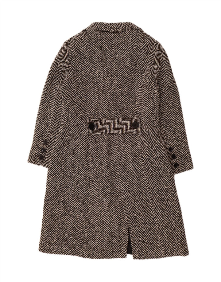 MIRELLA MORI Ženski preveliki kaput UK 18 XL Crna vuna riblja kost