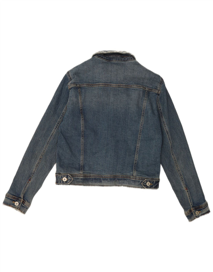 Zara ženska crop traper jakna UK 16 Large Blue Cotton