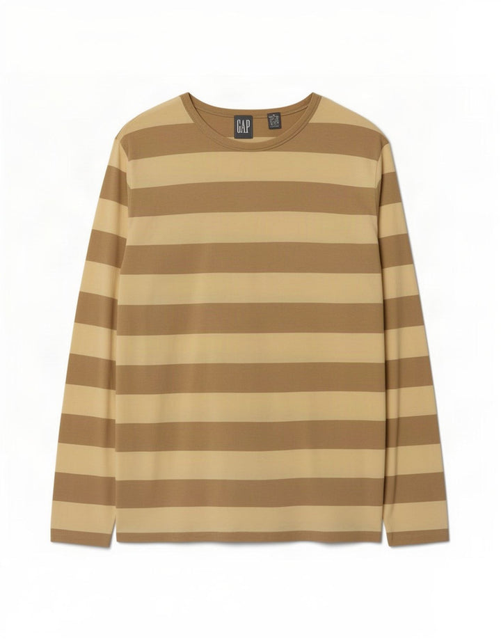 Gap muška majica s dugim rukavima srednje bež prugastog pamuka