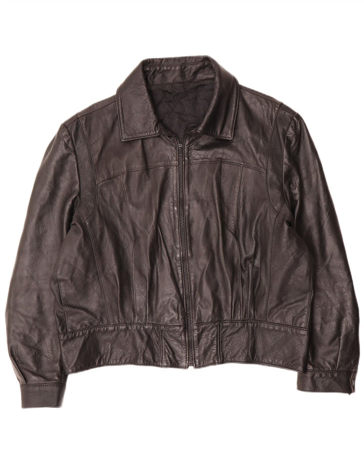Vintage ženska prevelika kožna jakna IT 50 XL crna
