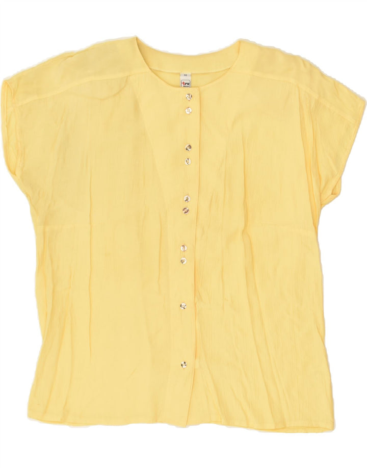 TRU Womens Short Sleeve Shirt Blouse IT 42 Medium Yellow | Vintage Tru | Thrift | Second-Hand Tru | Used Clothing | Messina Hembry 