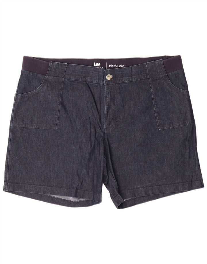 LEE Ženske jahače traper kratke hlače srednjeg rasta US 22 2XL W44 L7 tamnoplavi pamuk