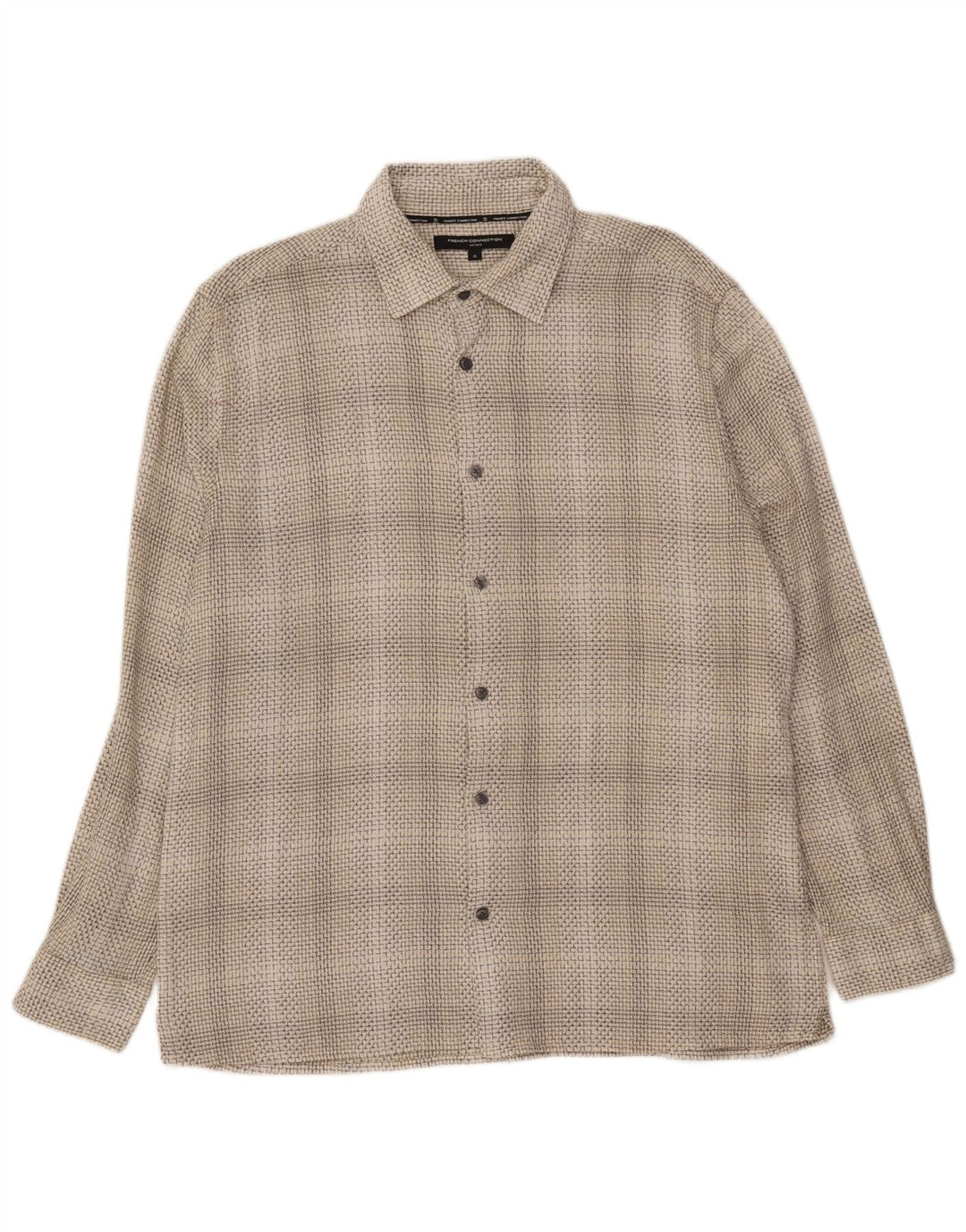 FRENCH CONNECTION Mens Shirt XL Off White Check Cotton