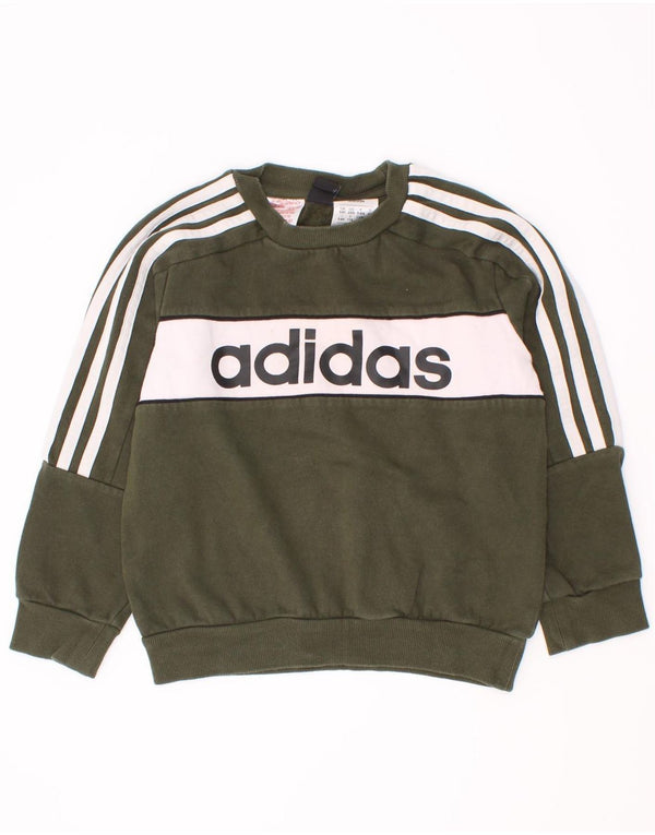 Adidas Boys Graphic Sweatshirt Džemper 5-6 godina Kaki Colourblock Pamuk