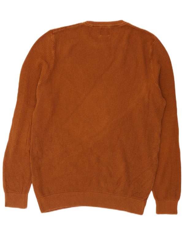 Zara muški džemper s okruglim izrezom, veliki smeđi pamuk