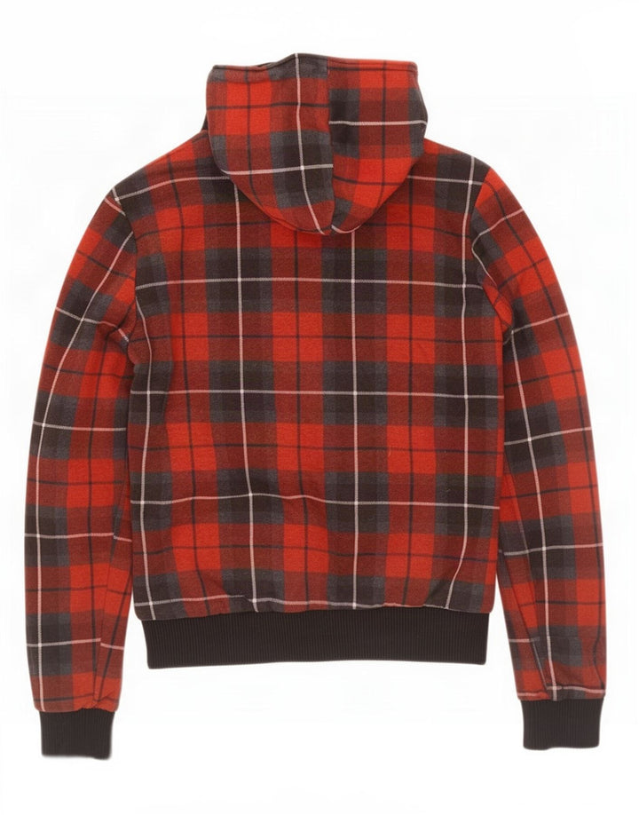 Zara muška bomber jakna s kapuljačom UK 38 Srednje crveno karirani pamuk
