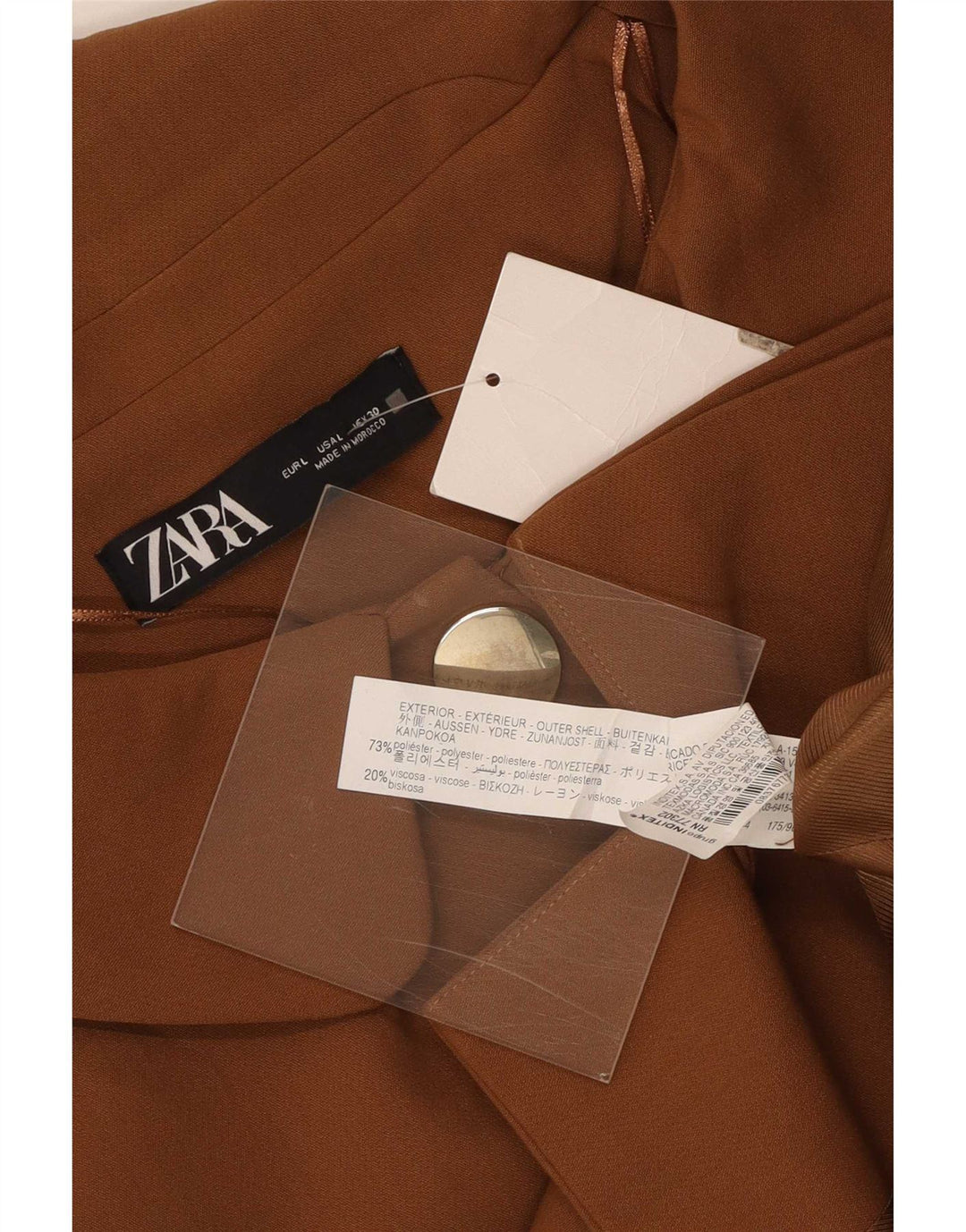 Zara ženska jakna sa 3/4 rukava i 3 gumba UK 16 Large Brown Polyester
