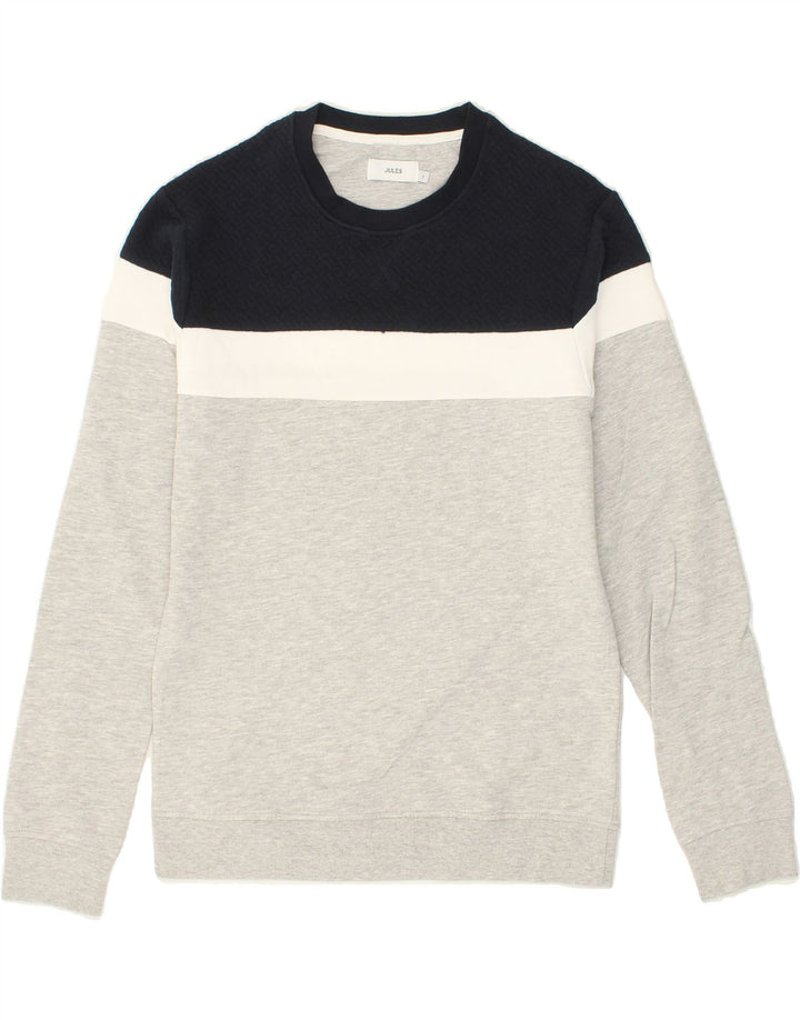 JULES Mens Sweatshirt Jumper Small Grey Colourblock Cotton Vintage Jules and Second-Hand Jules from Messina Hembry 
