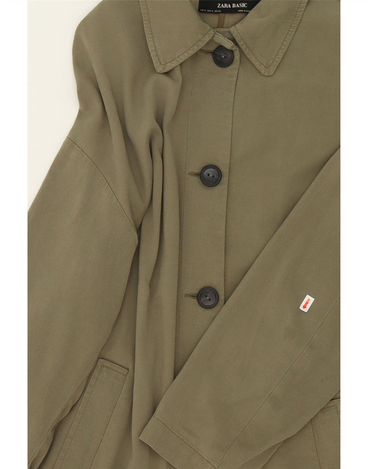 ZARA Womens Overcoat UK 14 Medium Green Lyocell Vintage Zara and Second-Hand Zara from Messina Hembry 