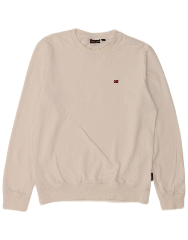 Napapijri muški džemper XS širokog kroja, bijeli pamuk