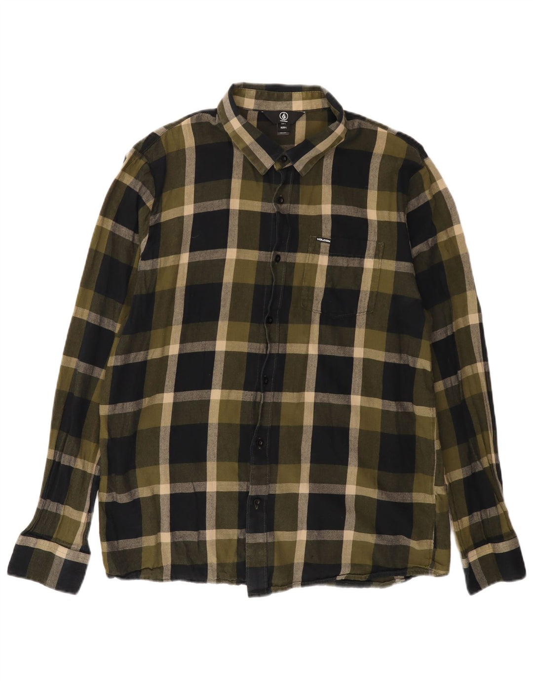 VOLCOM Muška flanelska košulja, veliki kaki karirani pamuk